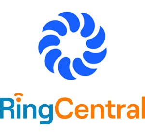blue circle and blue and orange letters that read "ringcentral"