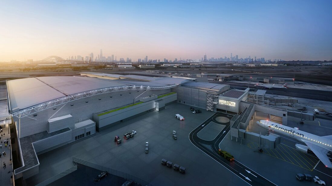 An aerial view of the tarmac at John F Kennedy International Airport