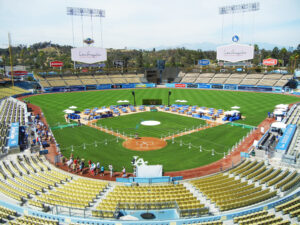 A view from the bleachers of Dodger Stadium in Los Angeles
