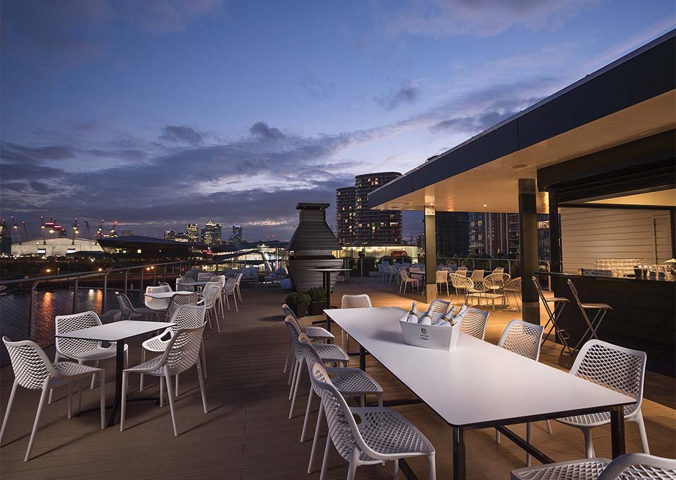 Outdoor seating at The Good Hotel in London, England