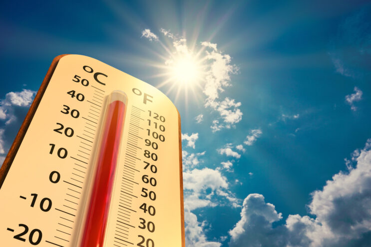 Image of thermometer in extreme heat.