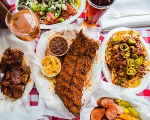 BBQ and Dry Rub plates at Charles Vergo’s Rendezvous in memphis, tennessee