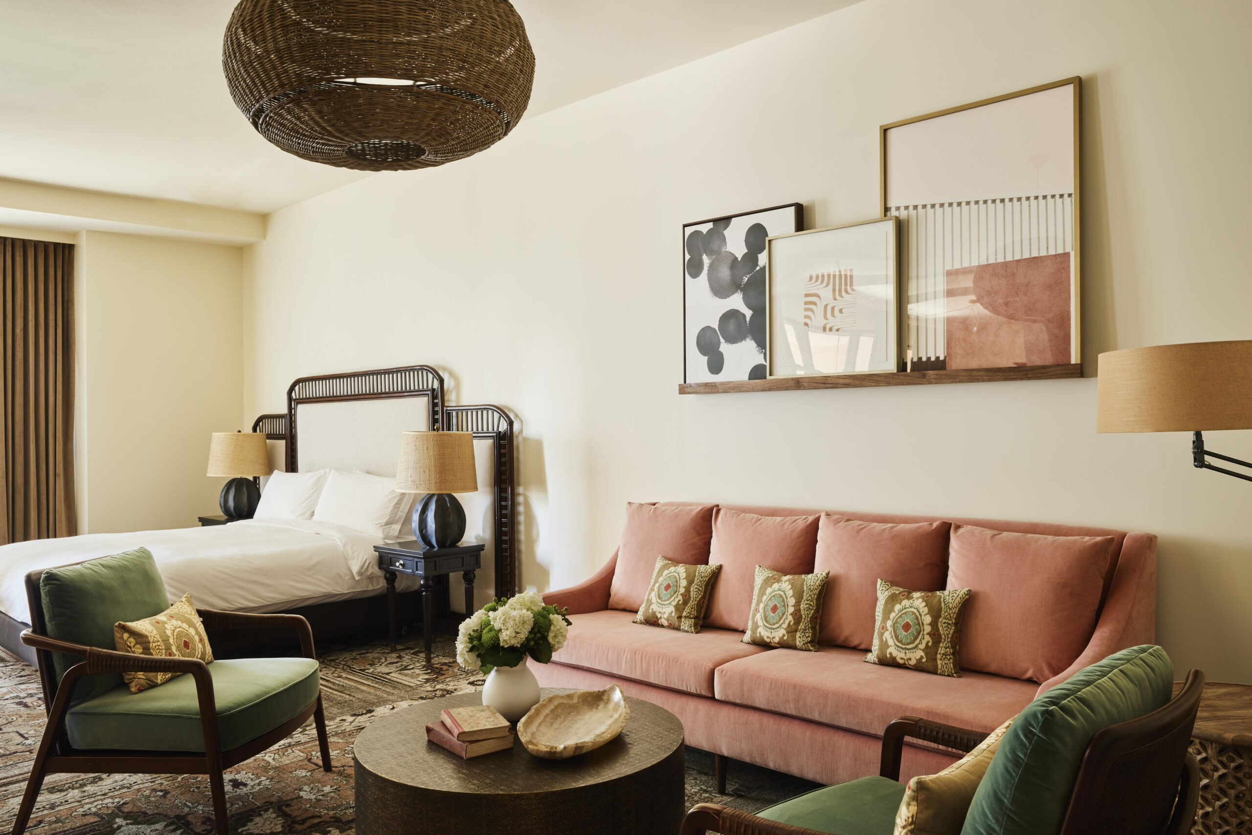 A suite in The Aster, decorated in blush tones