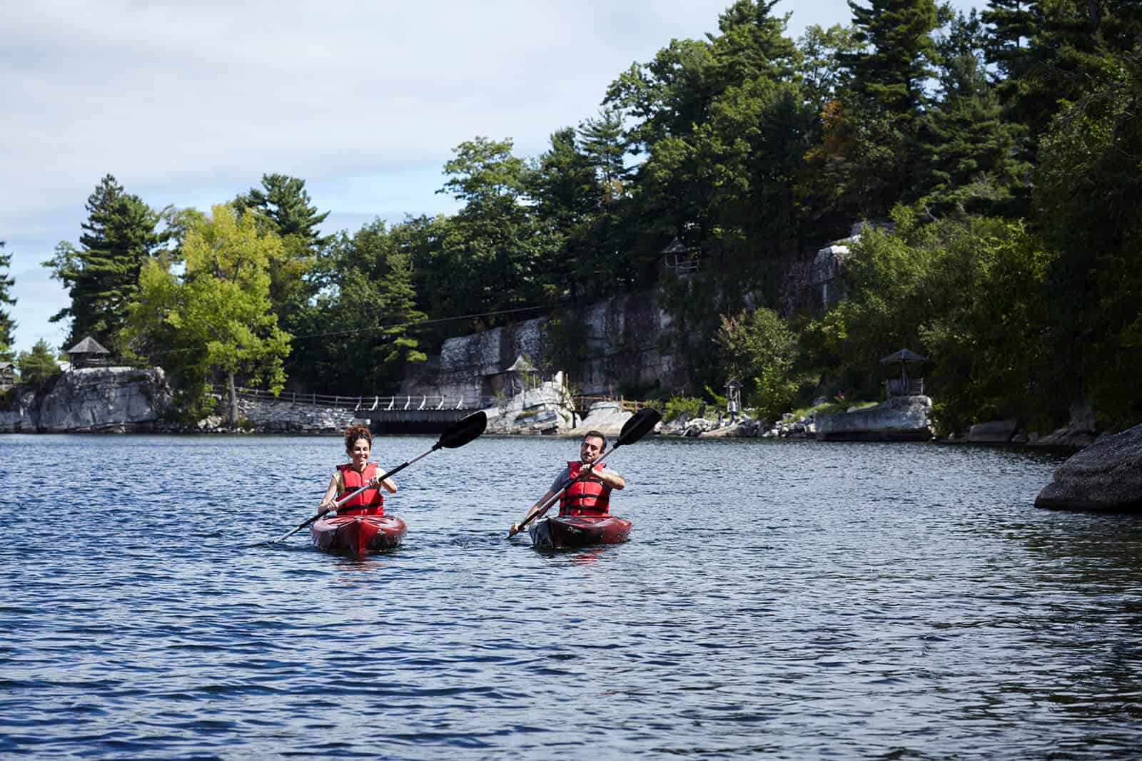 two people kayaking at Mohonk Mountain House