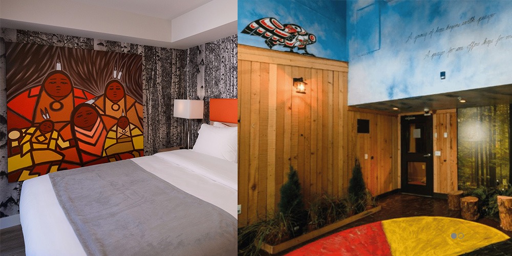 forest spirits suite at skwachays hotel on left and smudge room on right