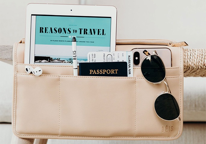 seatback organizer sitting on chair