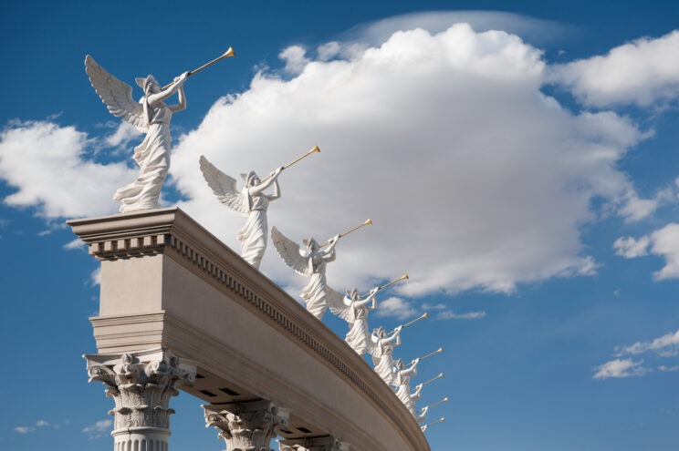 angels with trumpets at caesars palace in las vegas