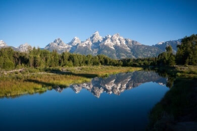 Grand Tetons peaks and their Reflections in Wyoming