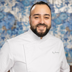 Raymond Bocanegra wearing white chef shirt
