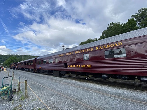 Image of train car from the Great Smokey Mountain railway. 