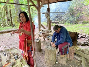 Weapon making demonstration at the Oconaluftee Indian Village.