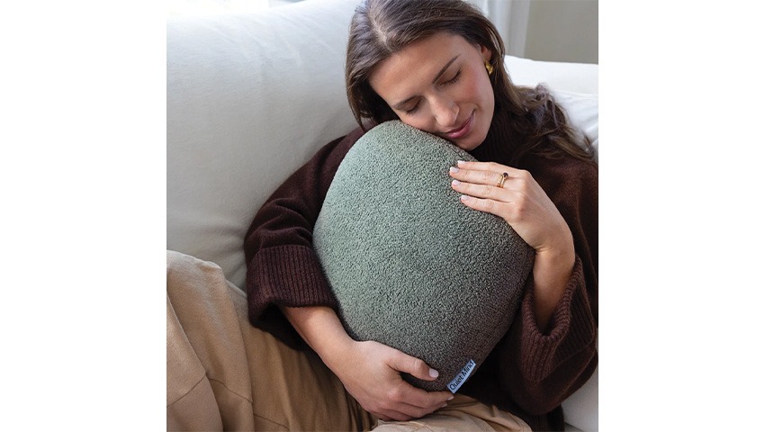 woman hugging pillow