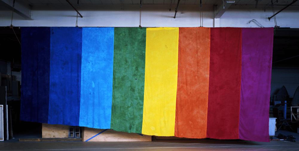 Original rainbow flag at GLBT Historical Society Museum in San Francisco